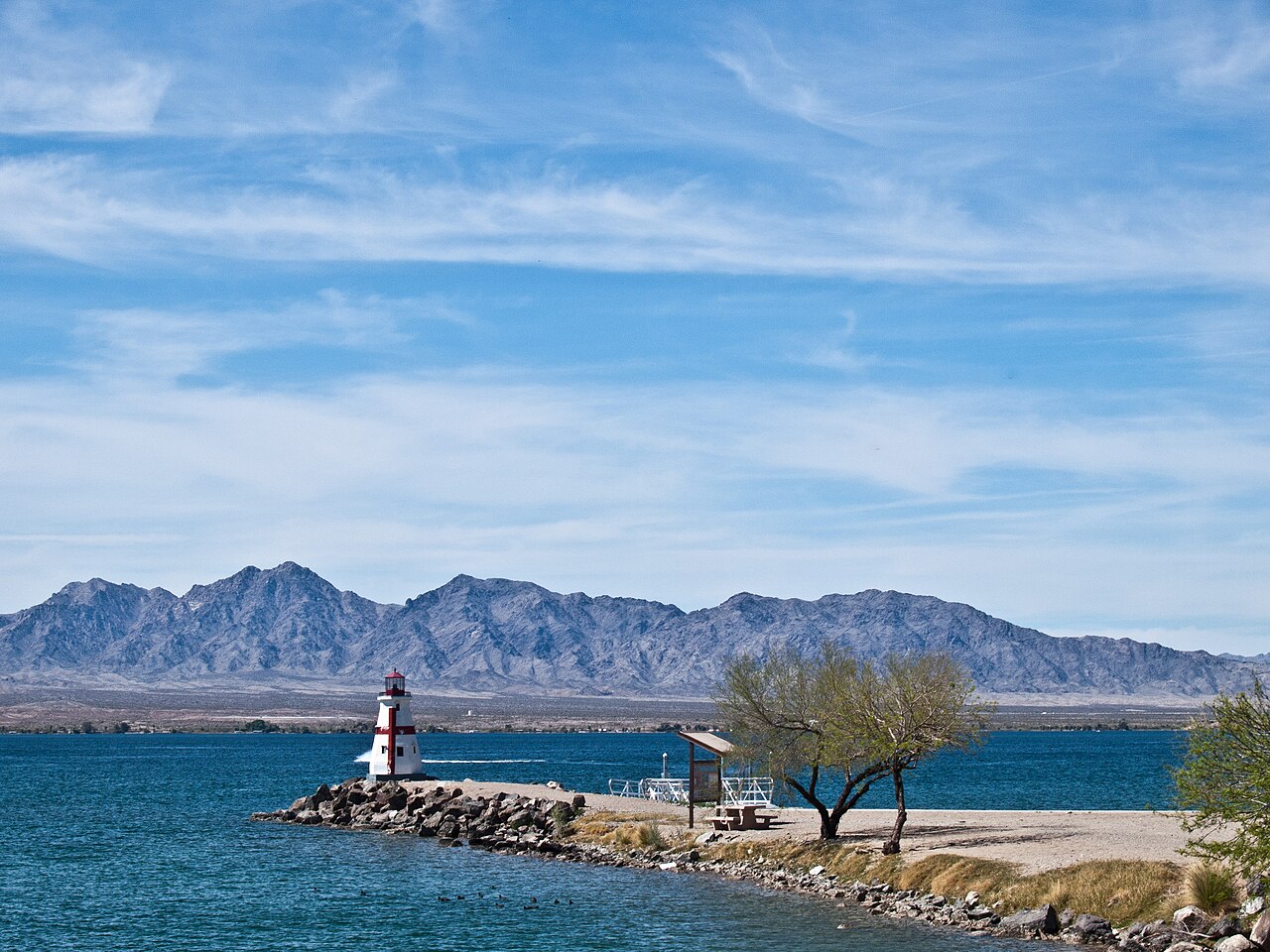 Replica lighthouse along the Lake Havasu shoreline