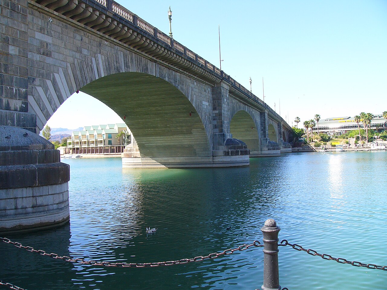 The London Bridge spanning the channel in Lake Havasu City